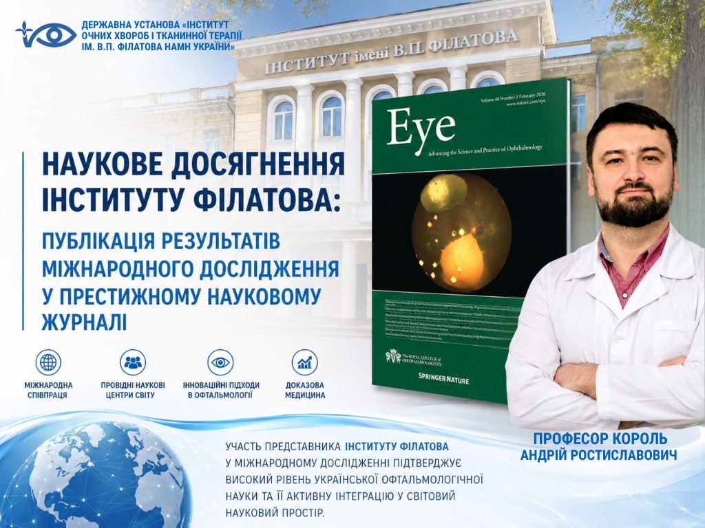 Наукове досягнення інституту Філатова: публікація результатів міжнародного дослідження у престижному науковому журналі
